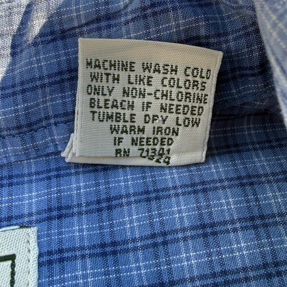 LL Bean Mens Large Tall Blue Plaid Button Down Shirt 100% Cotton Long Sleeve - Picture 12 of 13